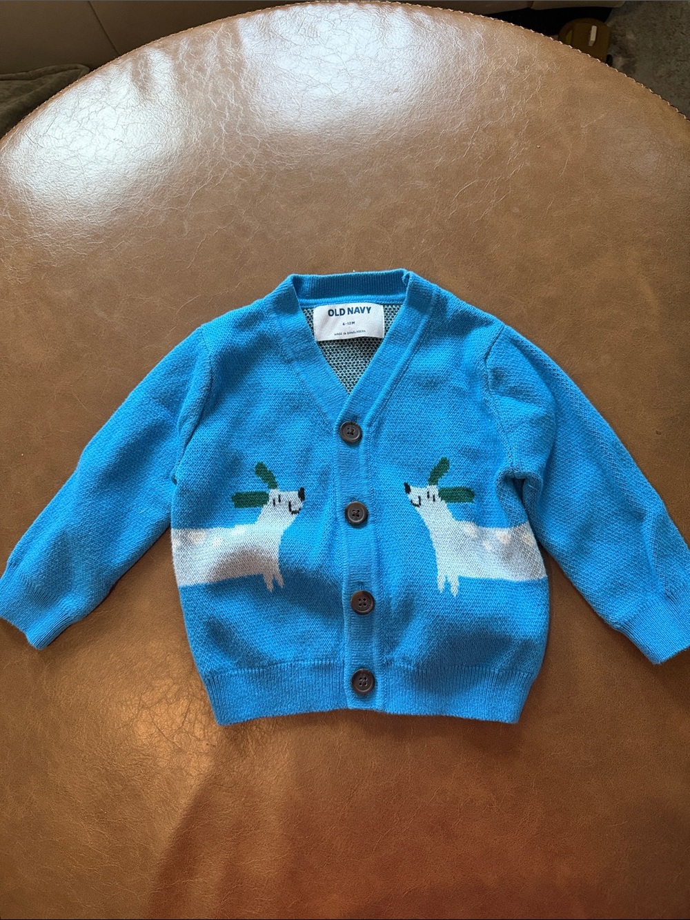 Old Navy Bright Blue Kids Cardigan with Dachshunds Knit